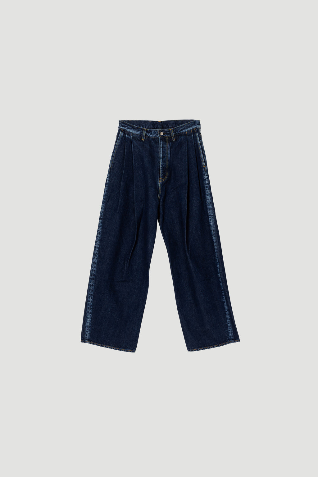 7,056円Cotton/Linen denim 2-tuck wide pants