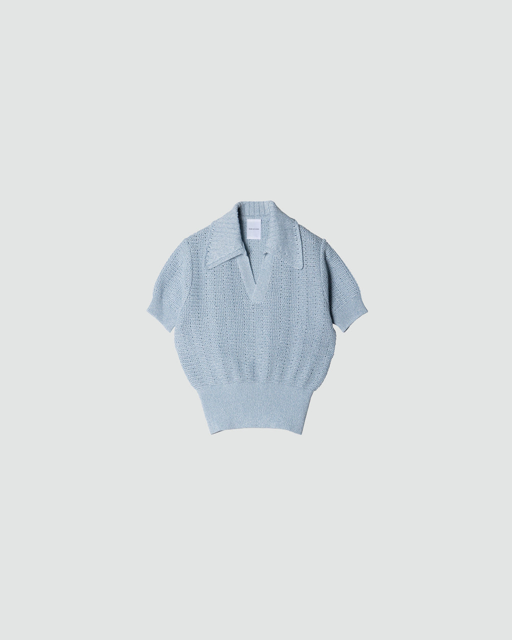 レディースも着用できますHALF SLEEVE KNIT POLO SHIRT .09【ICE.BLUE】