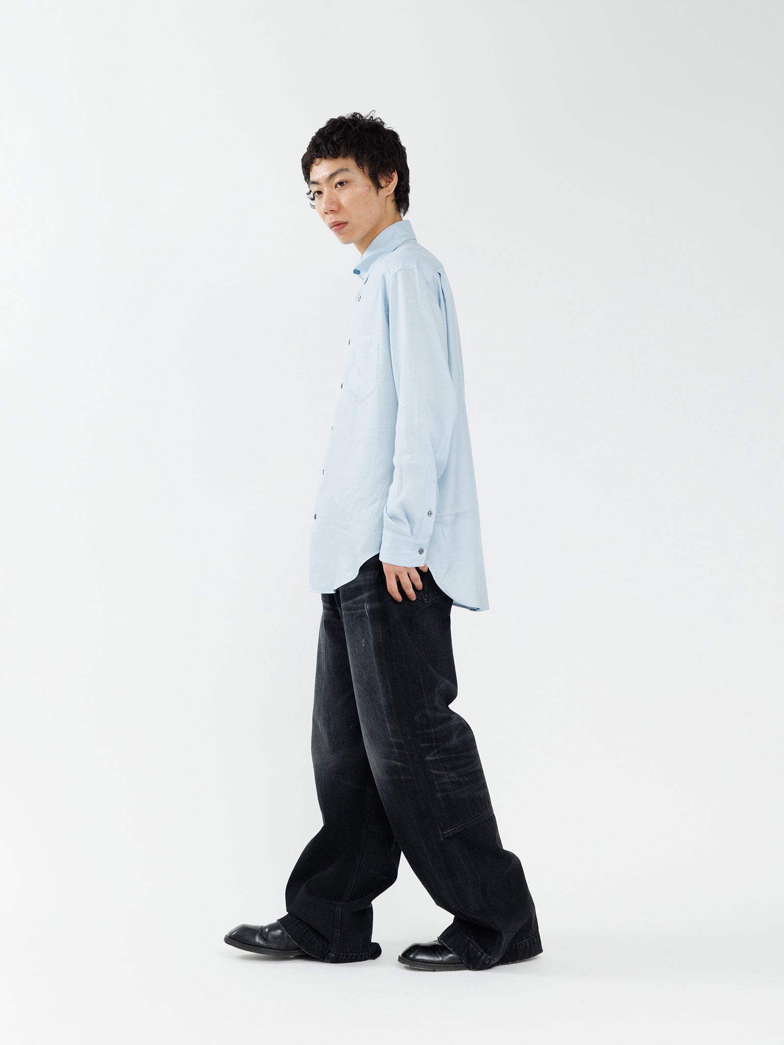 WIDE SEAM DENIM BAGGY PANTS .13【USED BLACK】