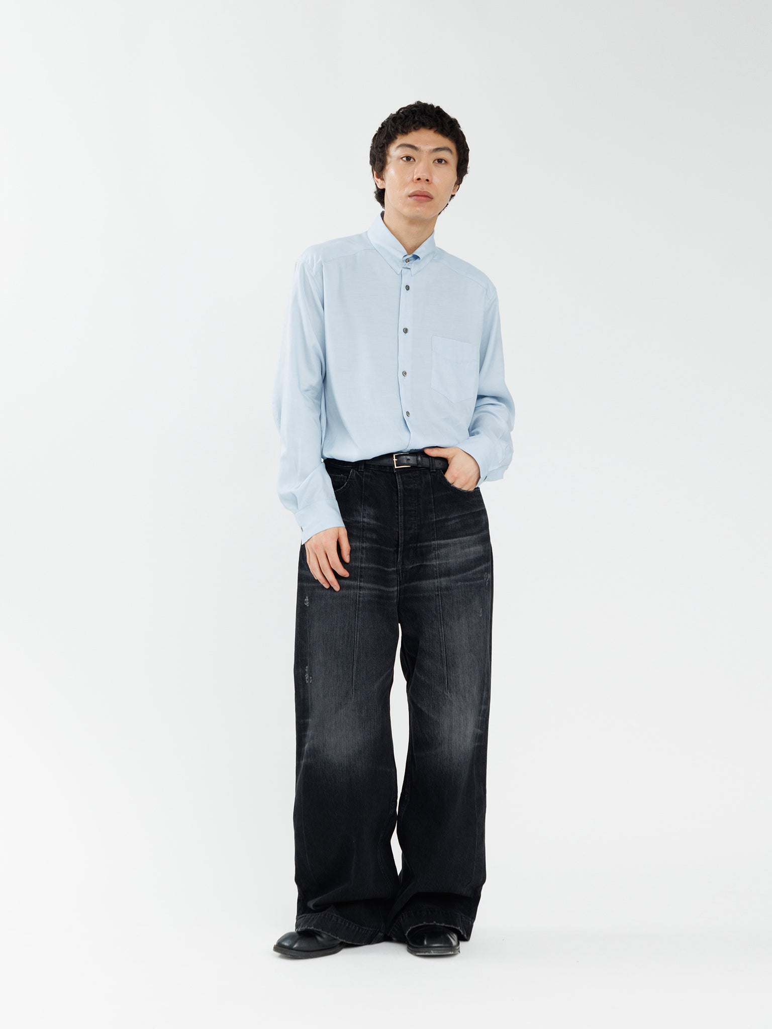 WIDE SEAM DENIM BAGGY PANTS .13【USED BLACK】