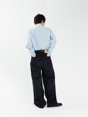 WIDE SEAM DENIM BAGGY PANTS .13【USED BLACK】