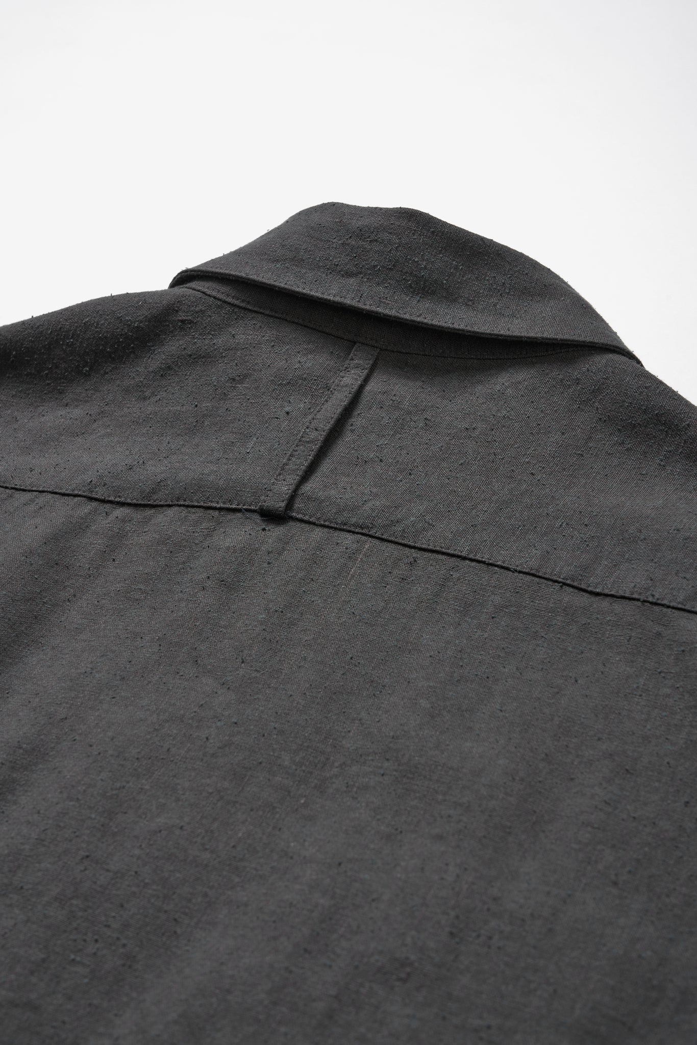 SILK LINEN OVERLAP POCKETS SHIRT .12【CHARCOAL】