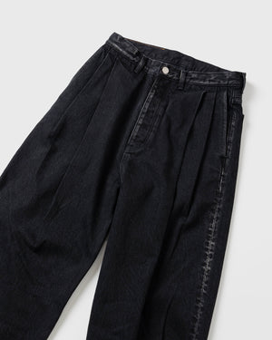 2TUCK WIDE DENIM PANTS -ENTASIS Mk-Ⅱ-.07【WASH BLACK】