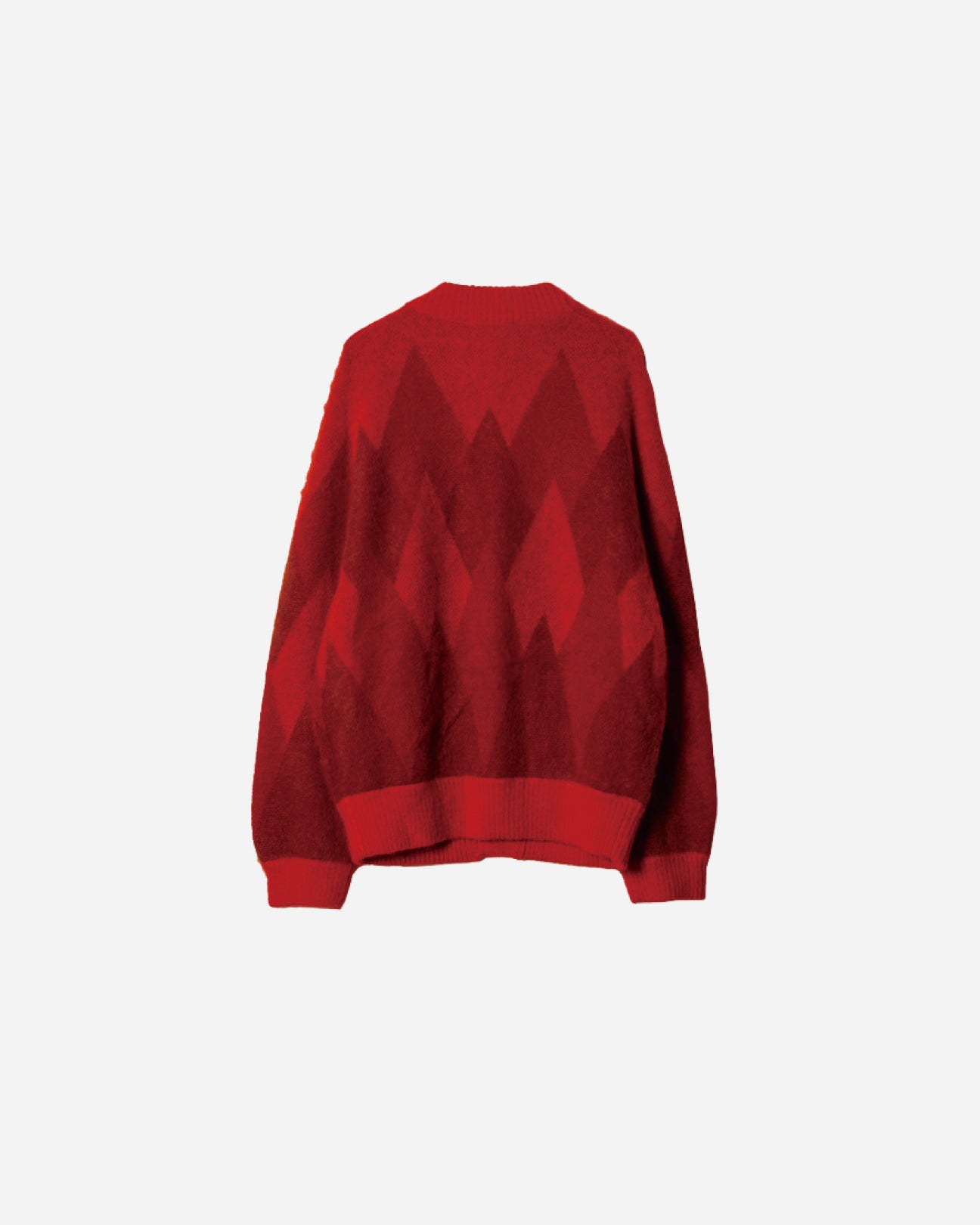 ARGYLE LOW SILHOUETTE MOHAIR CARDIGAN .07 [RED]