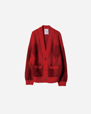 ARGYLE LOW SILHOUETTE MOHAIR CARDIGAN .07 [RED]