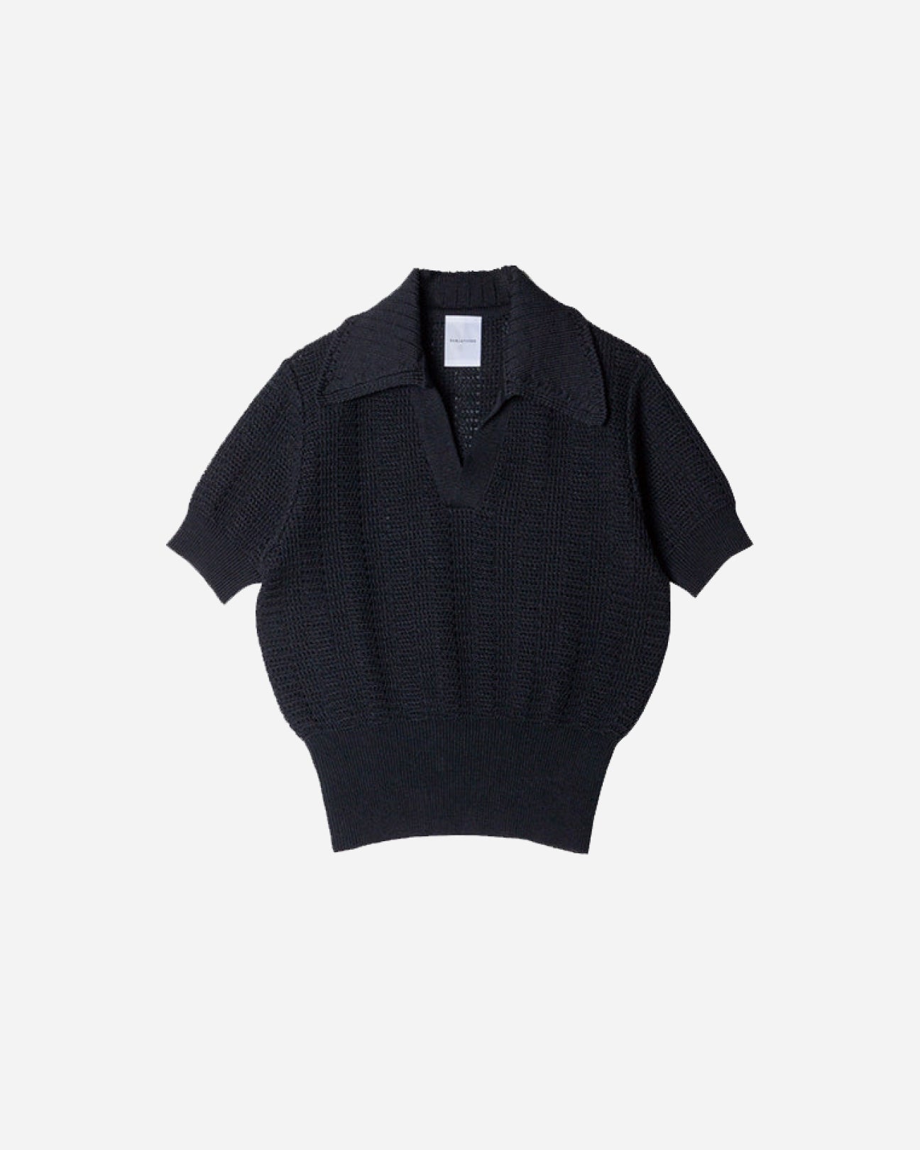 HALF SLEEVE KNIT POLO SHIRT .09【BLACK】