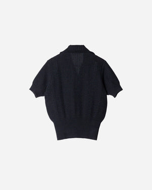 HALF SLEEVE KNIT POLO SHIRT .09【BLACK】