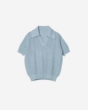 HALF SLEEVE KNIT POLO SHIRT .09【ICE.BLUE】