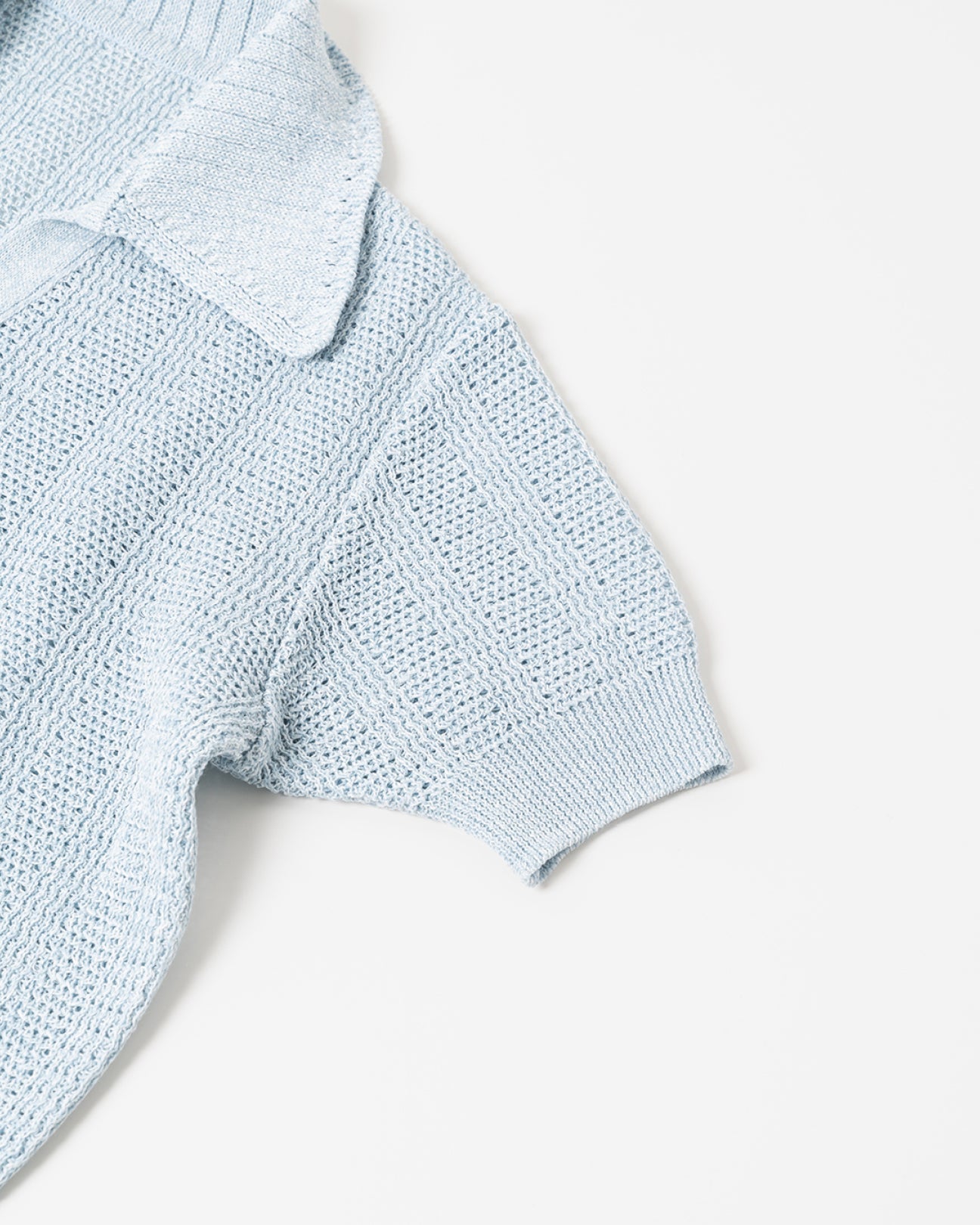 HALF SLEEVE KNIT POLO SHIRT .09【ICE.BLUE】