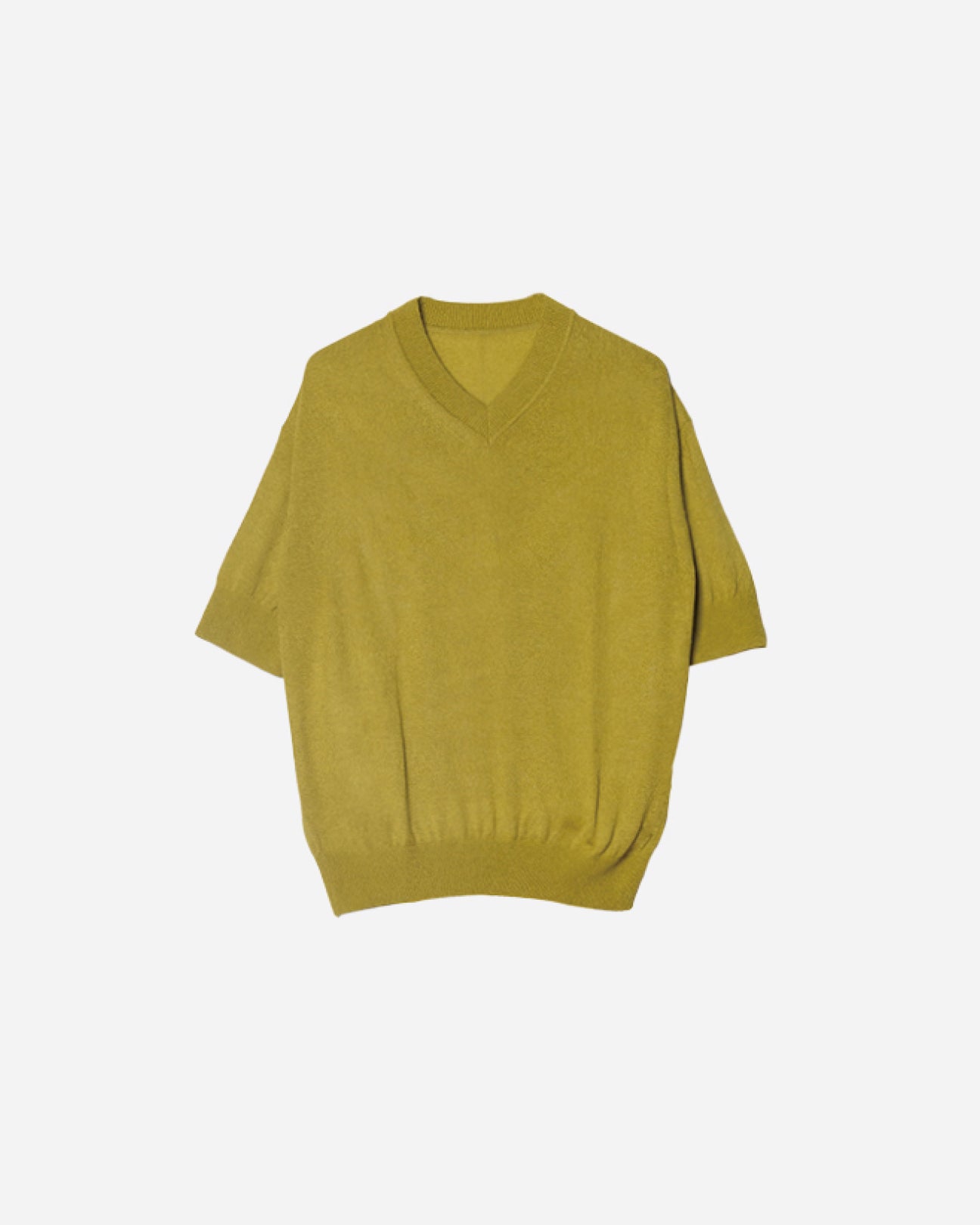 V-NECK HALF SLEEVE KNIT T-SHIRT .09 [YELLOW]