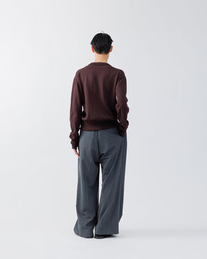 STRIPE WOOL 3TUCK BAGGY TROUSERS .16【GRAY ST】 – SUBLATIONS