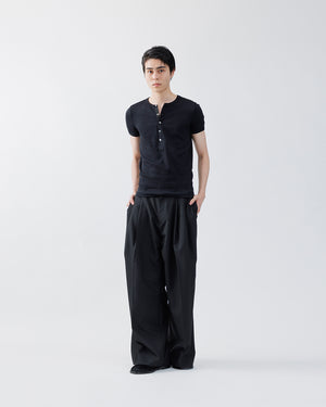 STRIPE WOOL 3TUCK BAGGY TROUSERS .16【BLACK ST】 – SUBLATIONS