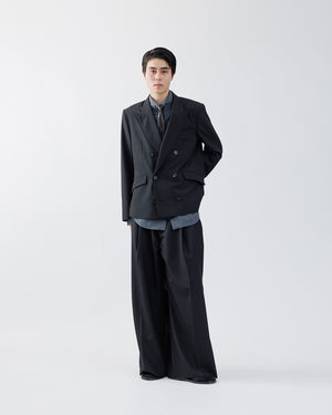 STRIPE WOOL 3TUCK BAGGY TROUSERS .16【BLACK ST】 – SUBLATIONS