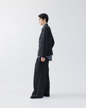STRIPE WOOL 3TUCK BAGGY TROUSERS .16【BLACK ST】 – SUBLATIONS