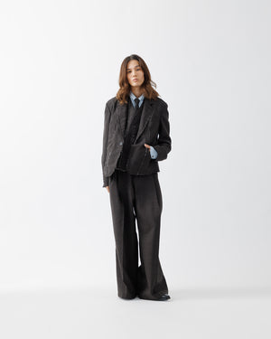 ROUGH WOOL 3TUCK BAGGY TROUSERS .15 [DARK BROWN] – SUBLATIONS