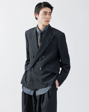 STRIPE WOOL DOUBLE BREASTED JACKET .16【BLACK ST】 – SUBLATIONS