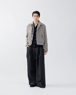 STRIPE WOOL 3TUCK BAGGY TROUSERS .16【BLACK ST】 – SUBLATIONS