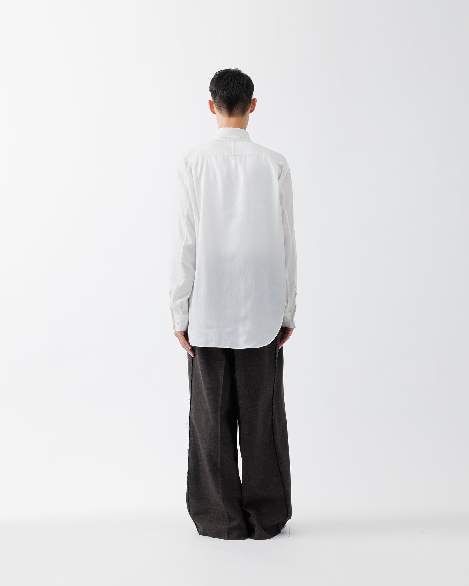 ROUGH WOOL 3TUCK BAGGY TROUSERS .15【DARK BROWN】