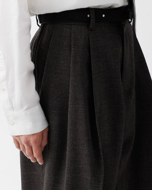 ROUGH WOOL 3TUCK BAGGY TROUSERS .15 [DARK BROWN] – SUBLATIONS