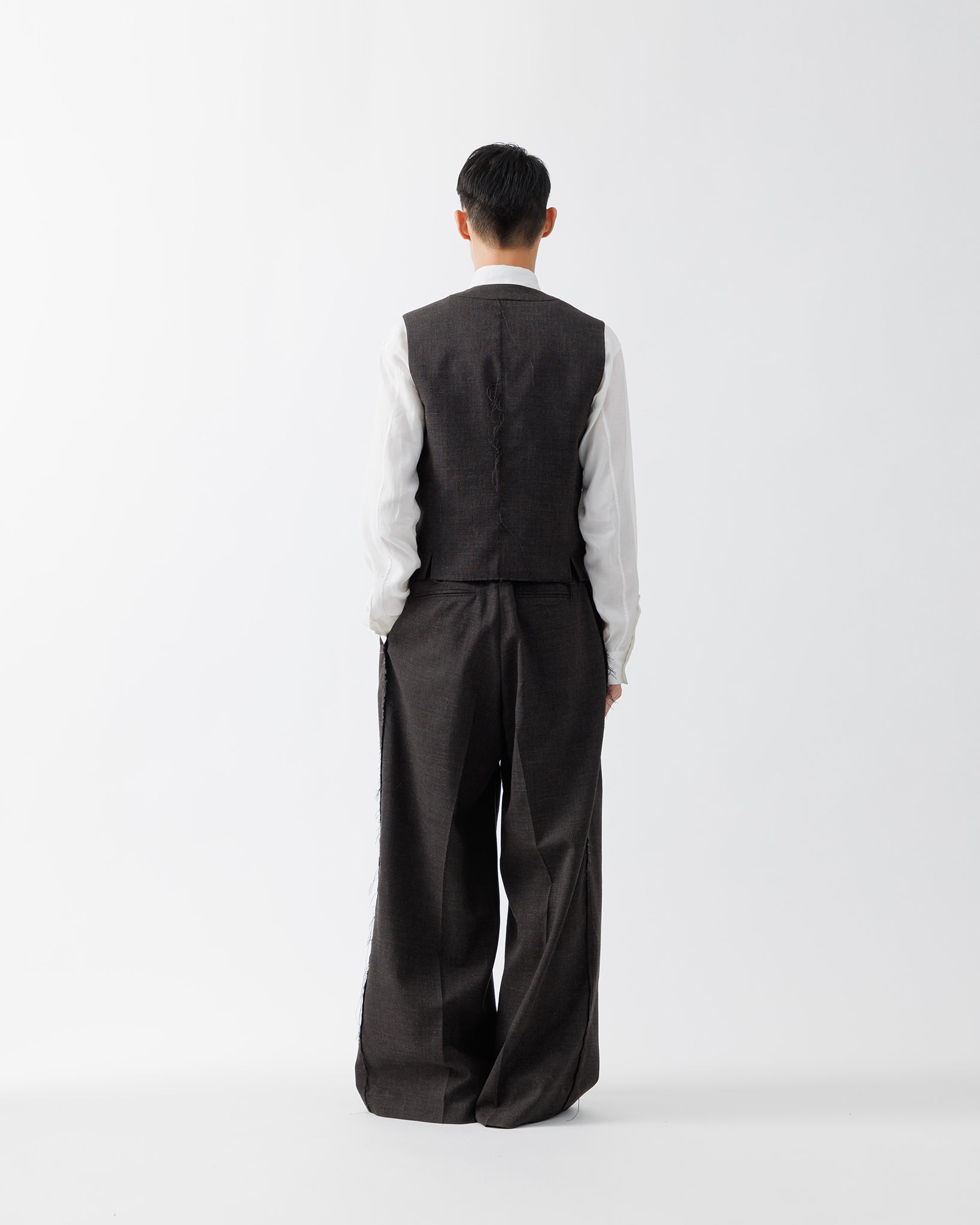 ROUGH WOOL WAIST COAT .15【DARK BROWN】