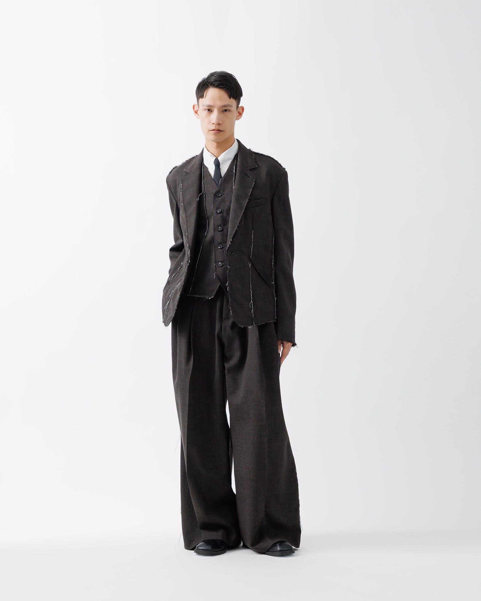 ROUGH WOOL WAIST COAT .15【DARK BROWN】