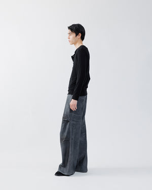 LAYERED HENLEY-NECK SHIRT .16【BLACK】 – SUBLATIONS