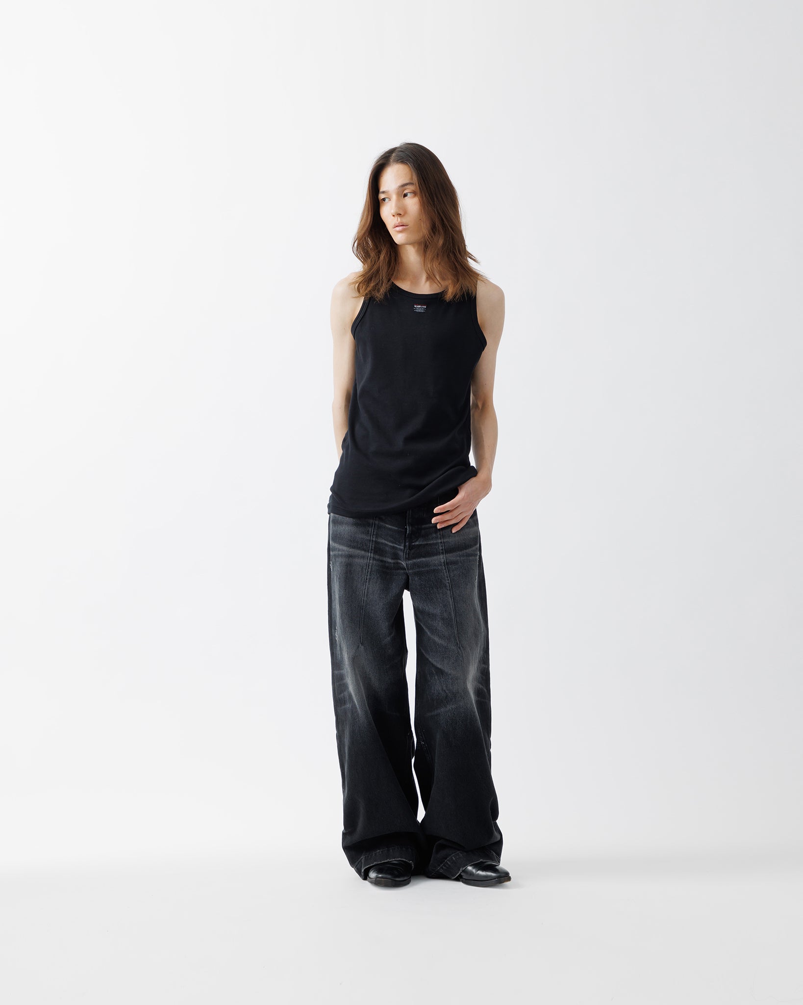 LOGO PRINT RIB TANKTOP .15【BLACK】