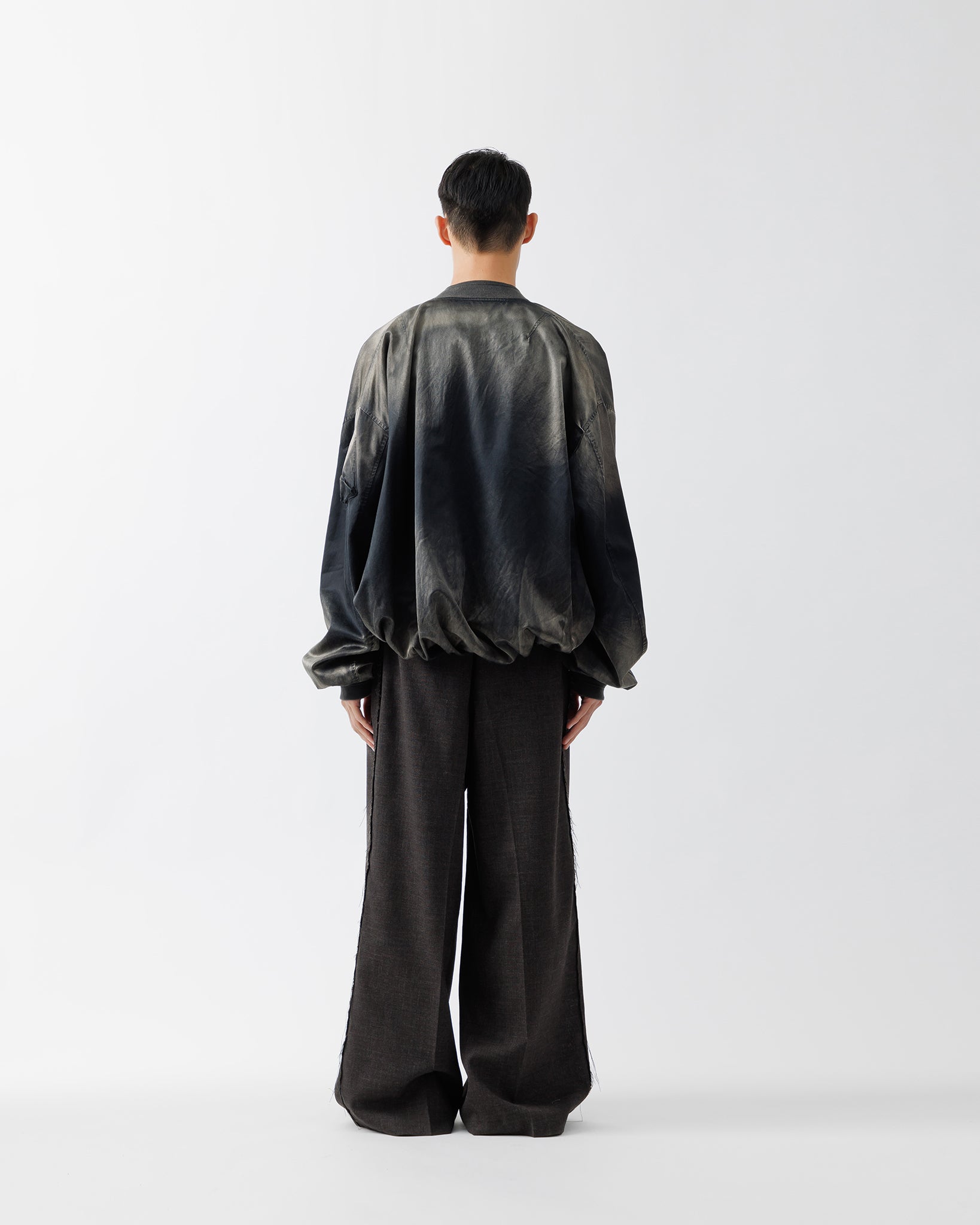 ROUGH WOOL 3TUCK BAGGY TROUSERS .15【DARK BROWN】