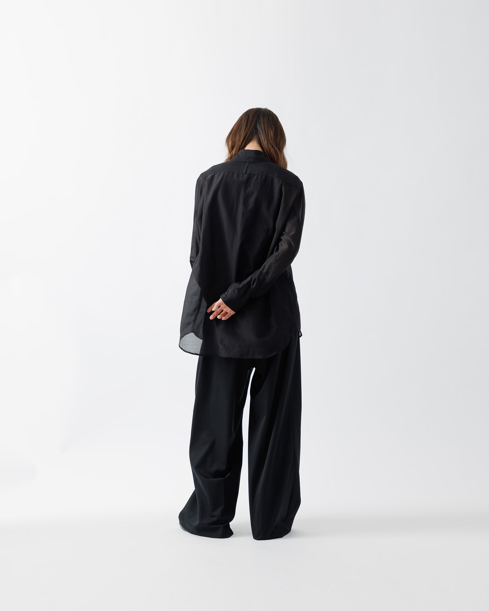 SHEER TUCK DRESS SHIRT .15【BLACK】