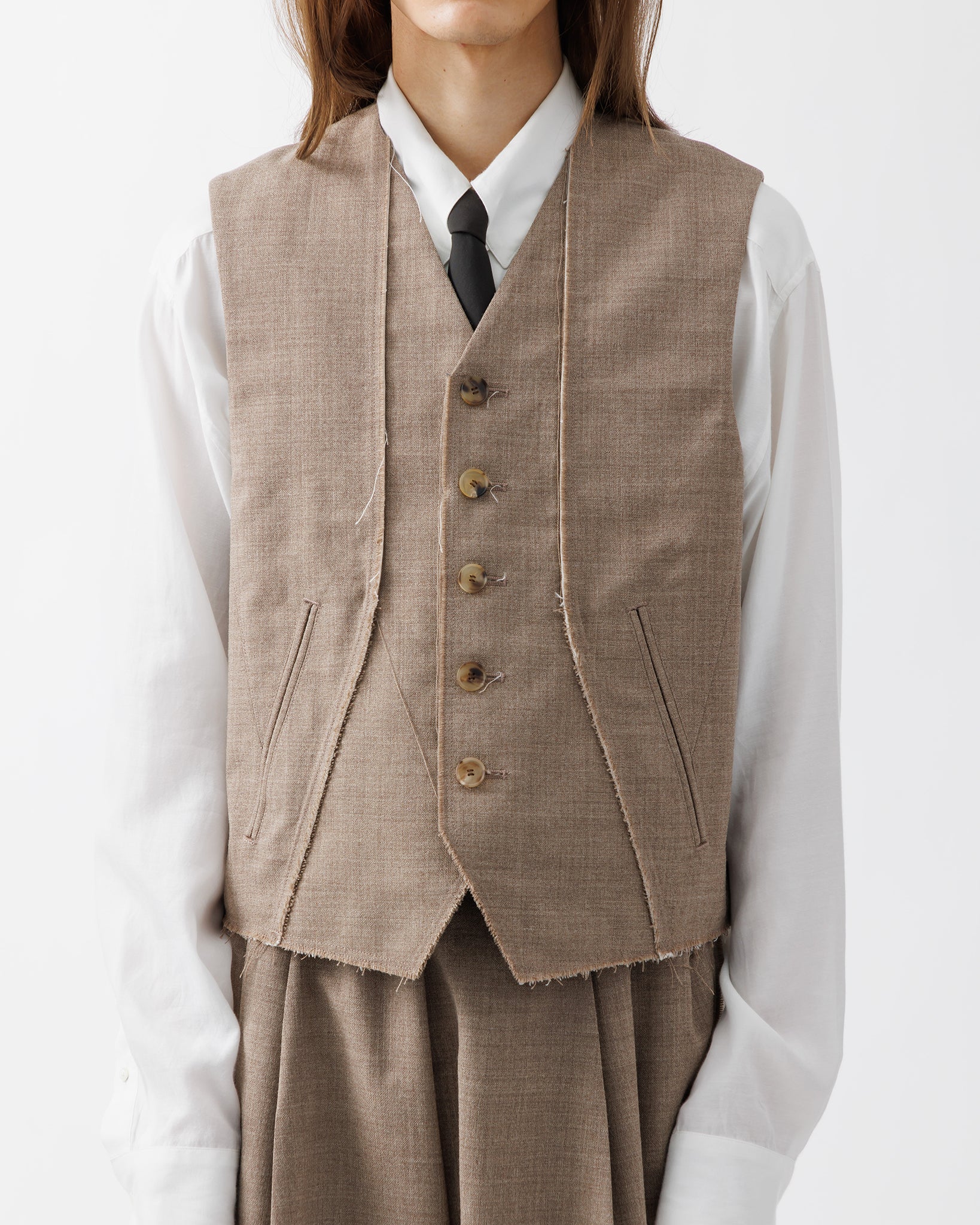 ROUGH WOOL WAIST COAT .15【BEIGE】
