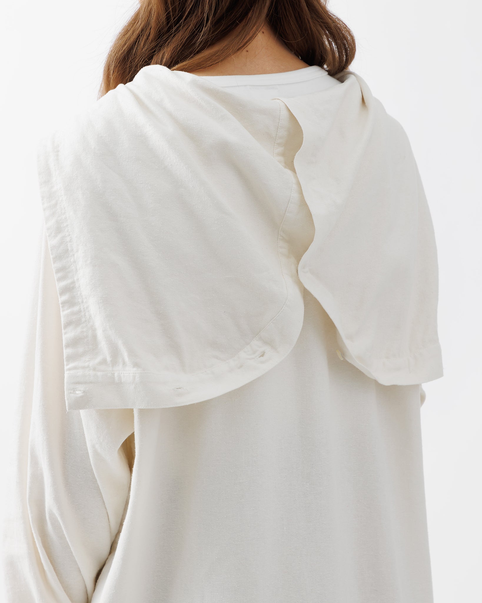 SILK LINEN HOODED SHIRT .15【OFF WHITE】
