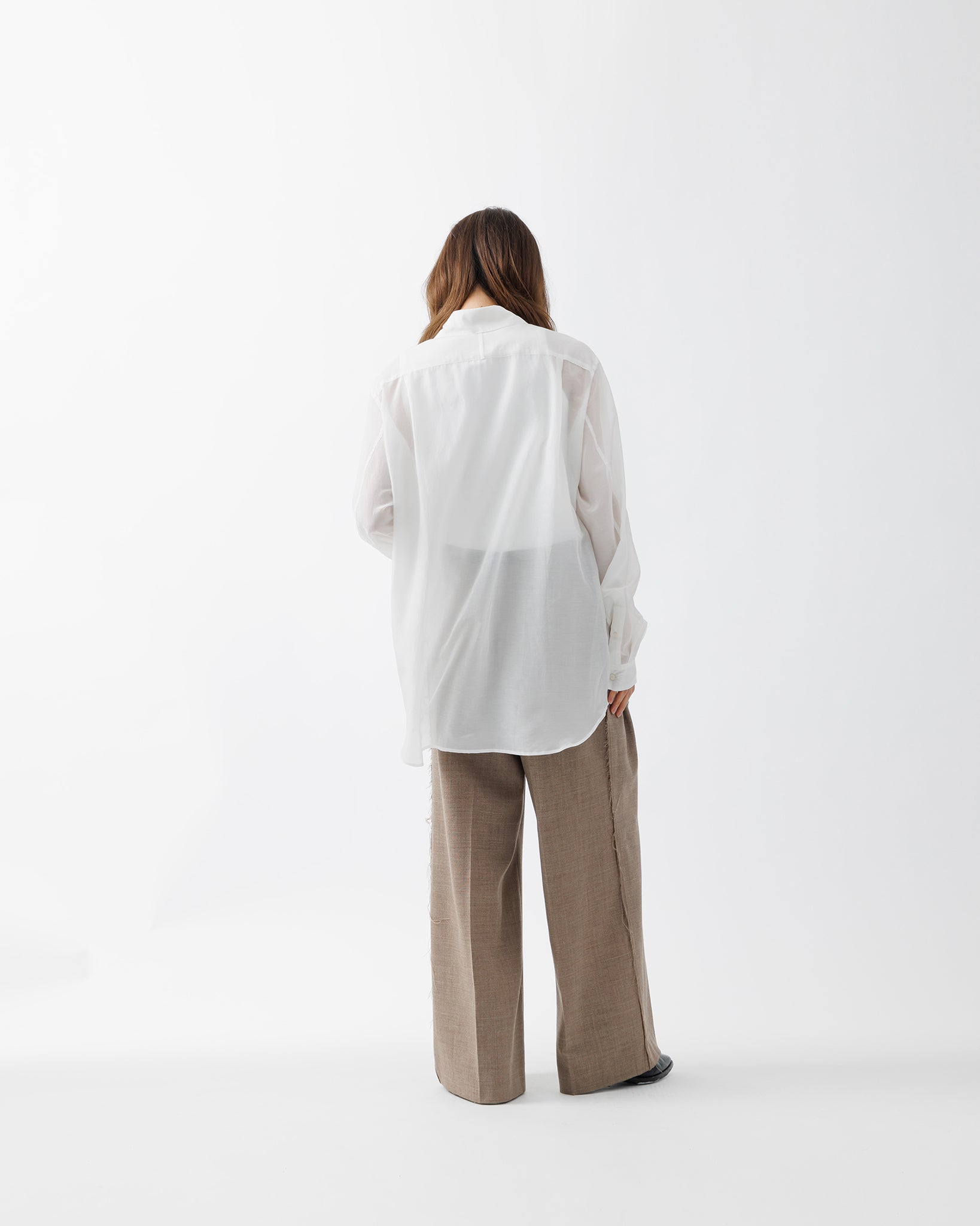 SHEER TUCK DRESS SHIRT .15【WHITE】