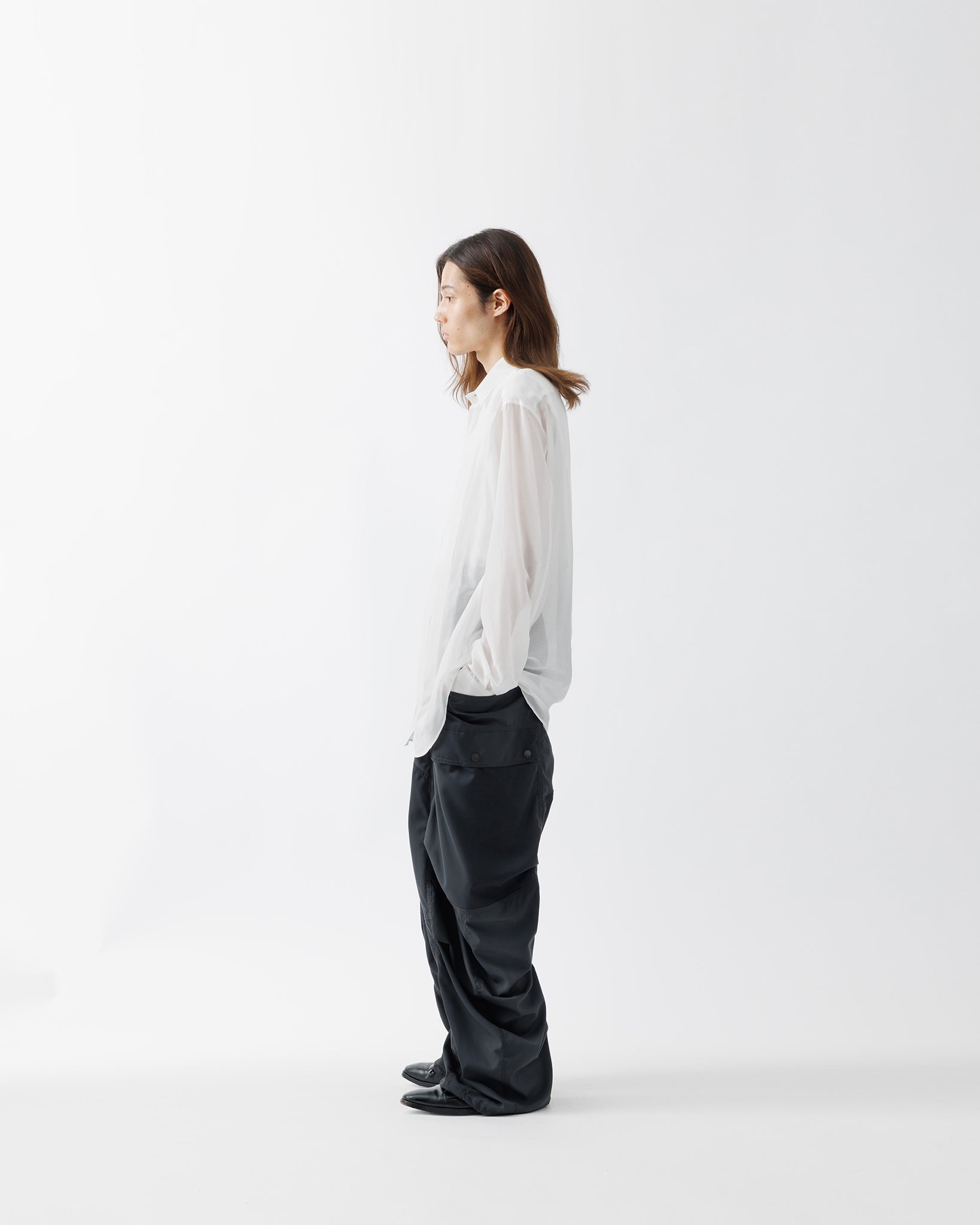 SHEER TUCK DRESS SHIRT .15【WHITE】