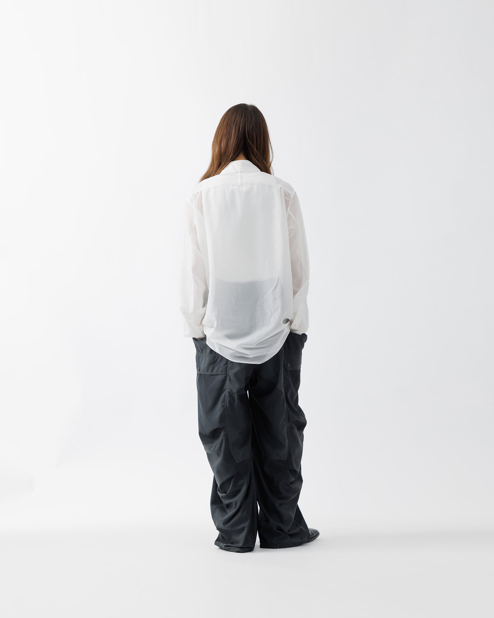 SHEER TUCK DRESS SHIRT .15【WHITE】