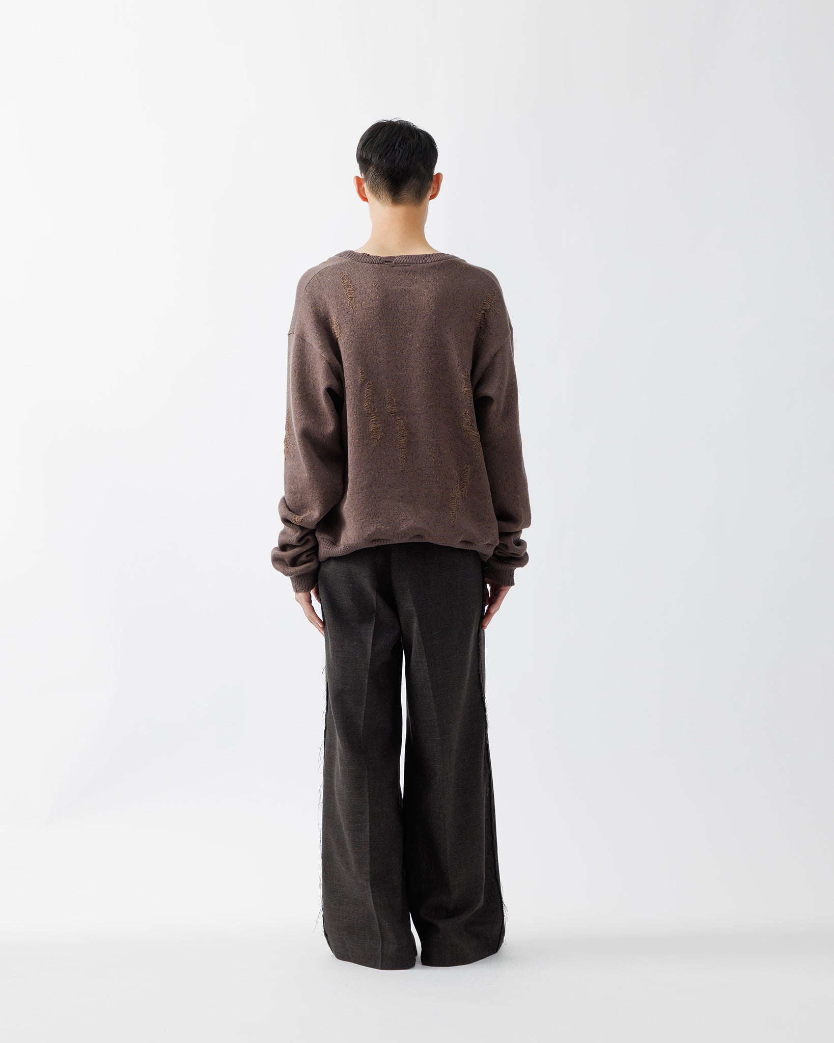 ANIMAL JACQUARD V-NECK KNIT .15【BROWN HORSE】