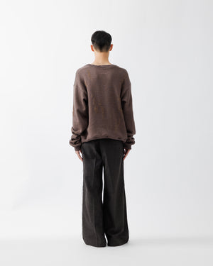 ROUGH WOOL 3TUCK BAGGY TROUSERS .15【DARK BROWN】 – SUBLATIONS