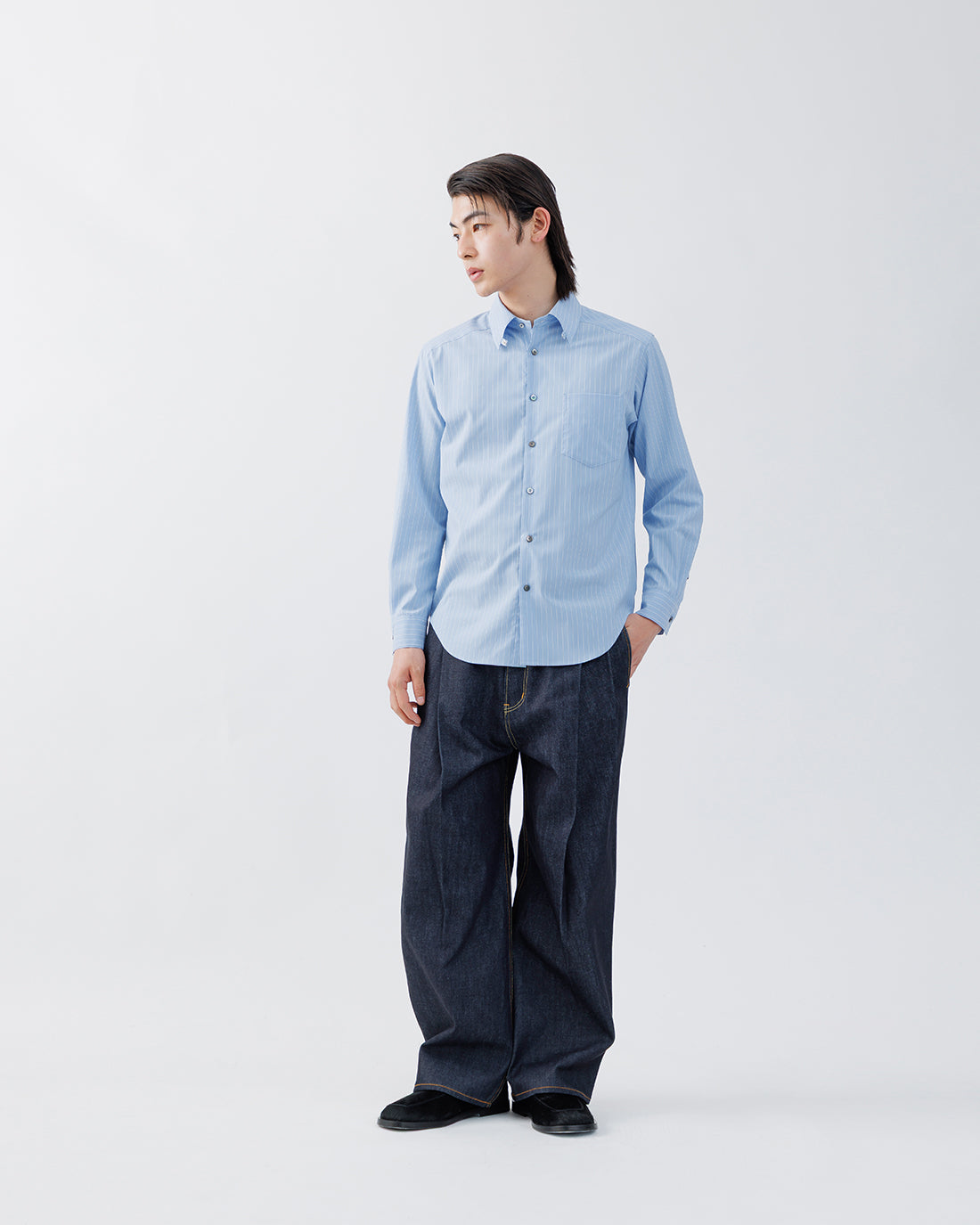REGULAR FIT TAB COLLAR SHIRT【SAX BLUE ST】 – SUBLATIONS