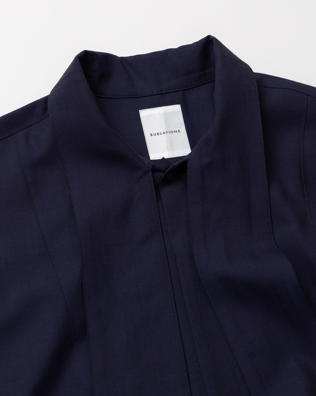 WASHABLE WOOL BOW TIE BLOUSE .08【NAVY】