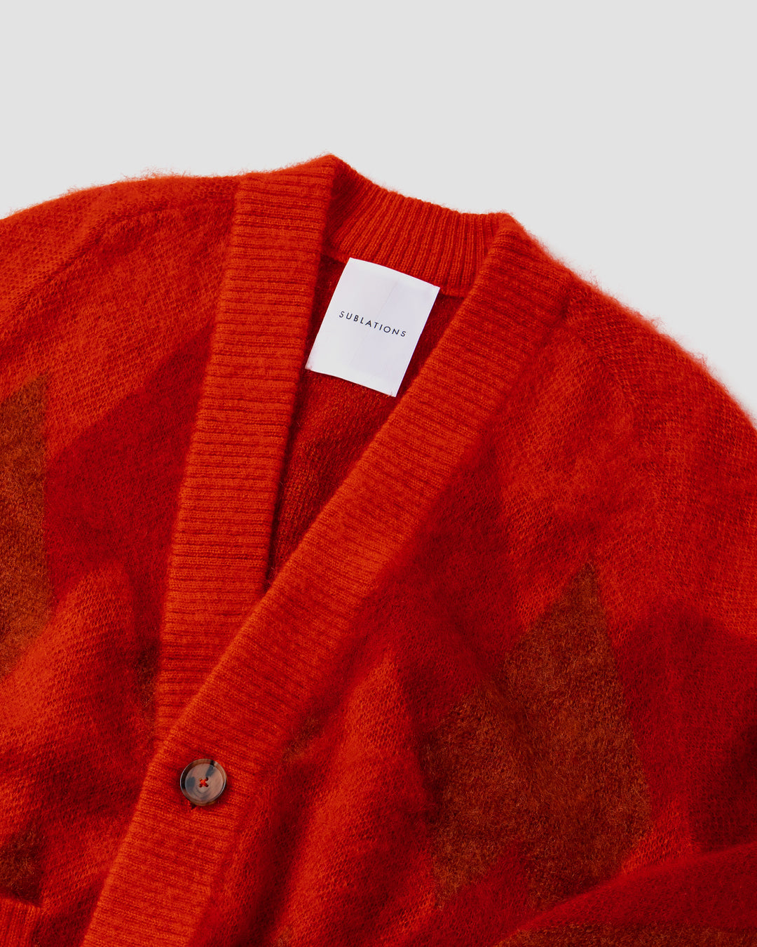 ARGYLE LOW SILHOUETTE MOHAIR CARDIGAN .07【RED】