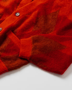 ARGYLE LOW SILHOUETTE MOHAIR CARDIGAN .07 [RED]