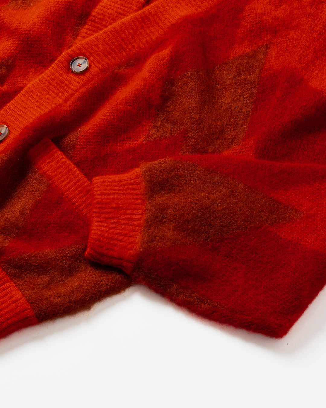 ARGYLE LOW SILHOUETTE MOHAIR CARDIGAN .07【RED】