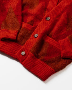 ARGYLE LOW SILHOUETTE MOHAIR CARDIGAN .07【RED】