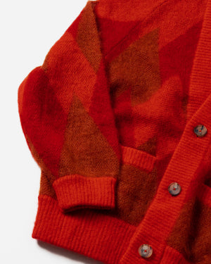 ARGYLE LOW SILHOUETTE MOHAIR CARDIGAN .07【RED】