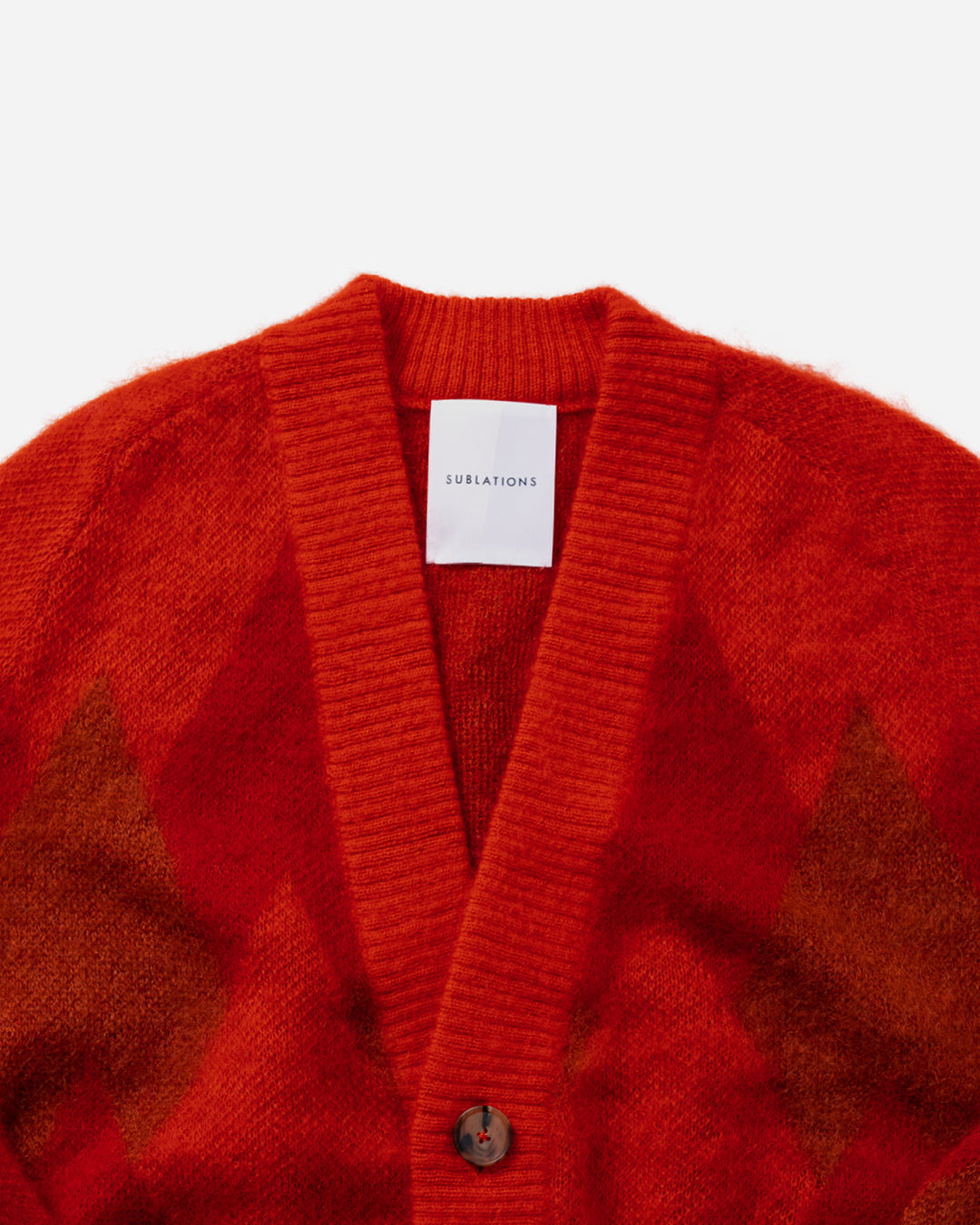 ARGYLE LOW SILHOUETTE MOHAIR CARDIGAN .07 [RED]