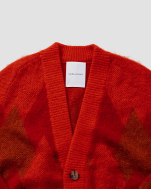 ARGYLE LOW SILHOUETTE MOHAIR CARDIGAN .07 [RED]