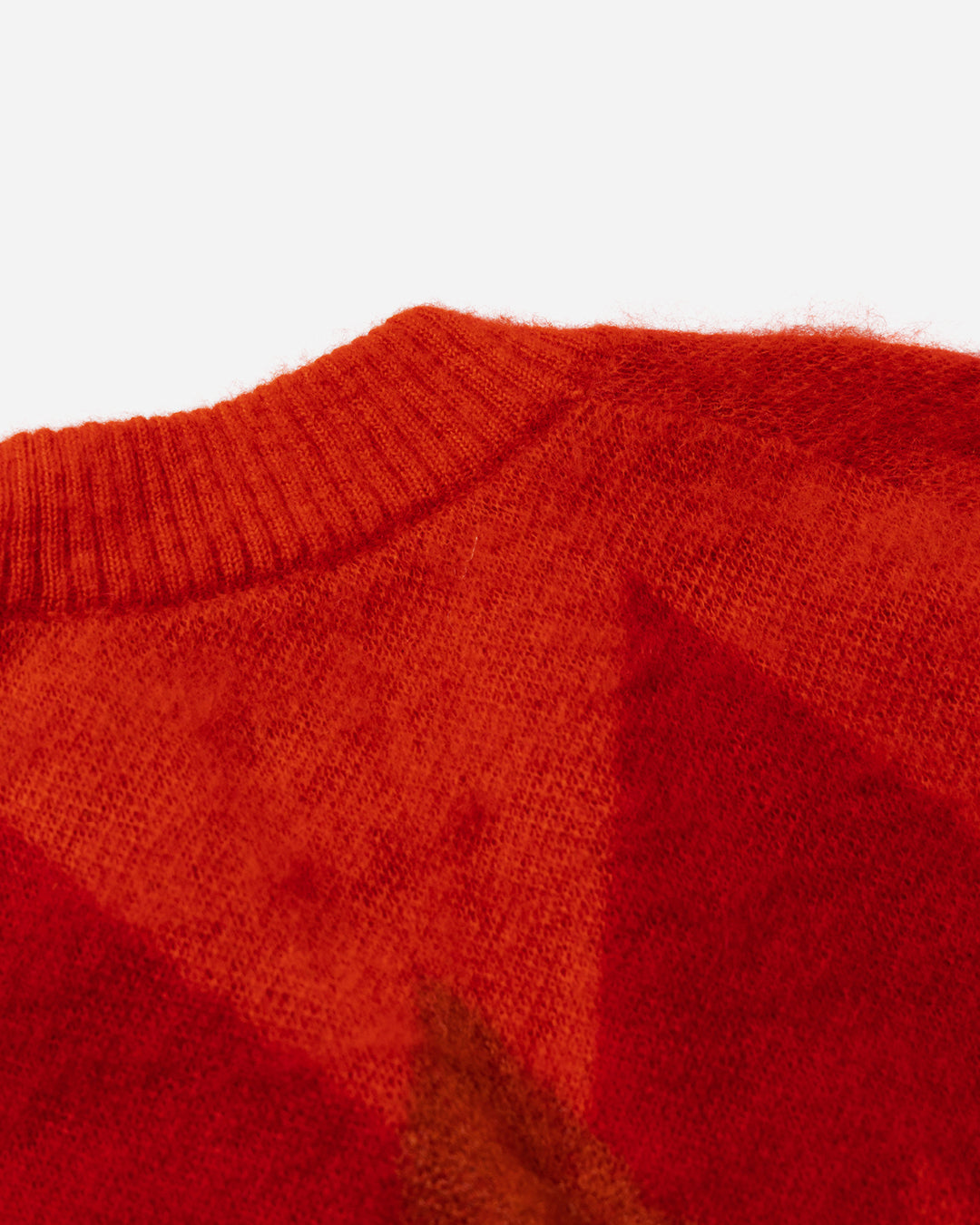 ARGYLE LOW SILHOUETTE MOHAIR CARDIGAN .07 [RED]