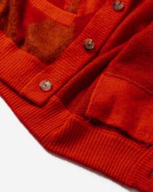 ARGYLE LOW SILHOUETTE MOHAIR CARDIGAN .07【RED】