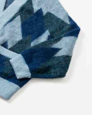 ARGYLE LOW SILHOUETTE MOHAIR CARDIGAN .07【BLUE】