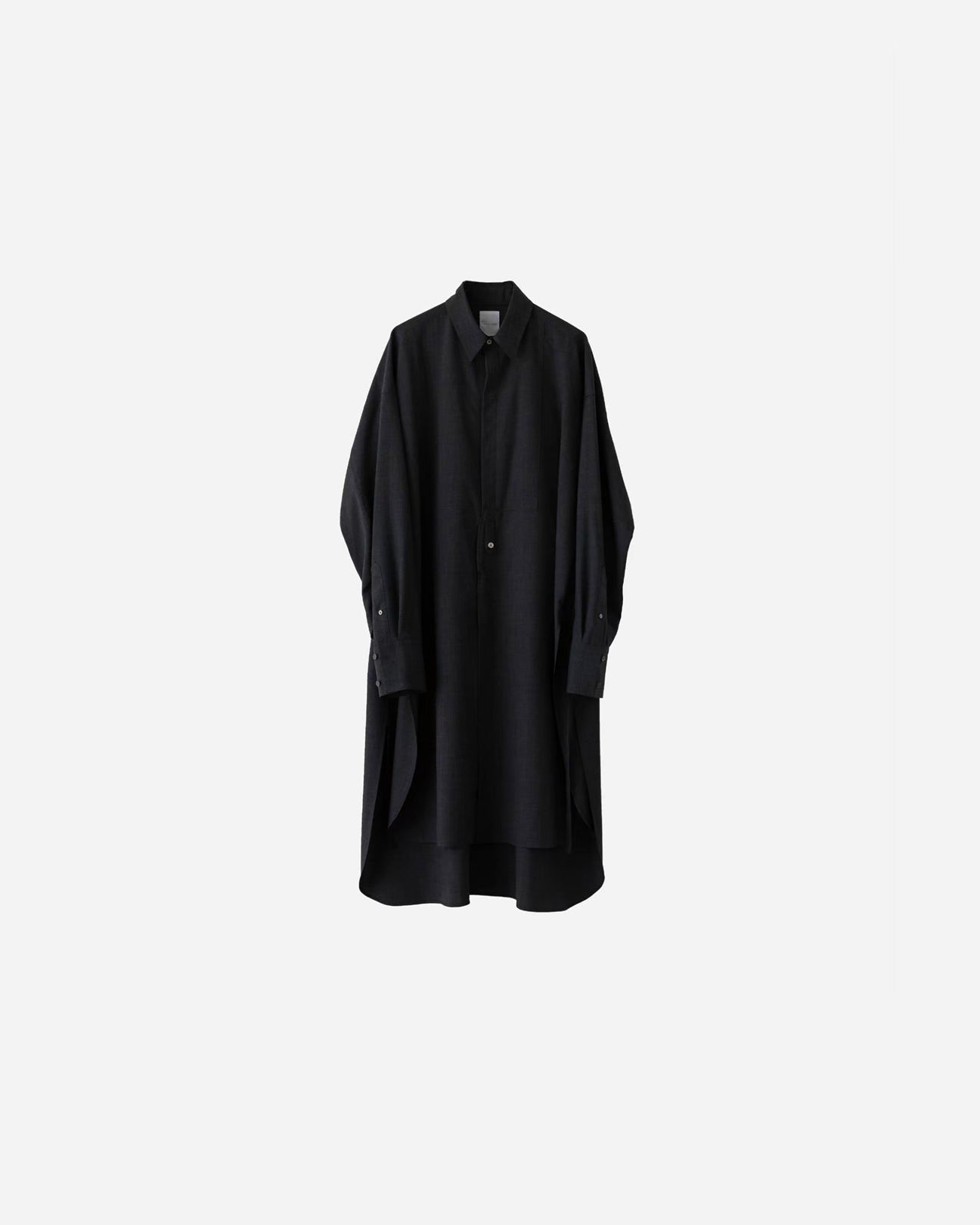 WASHABLE WOOL DRESS LONG SHIRT .05【CHARCOAL】