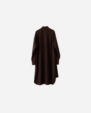 WASHABLE WOOL DRESS LONG SHIRT .05【BROWN】